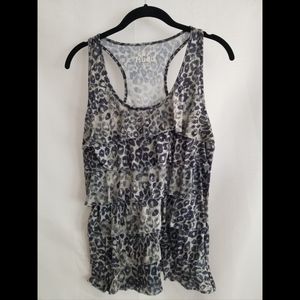 Layered blue animal print racerback tank